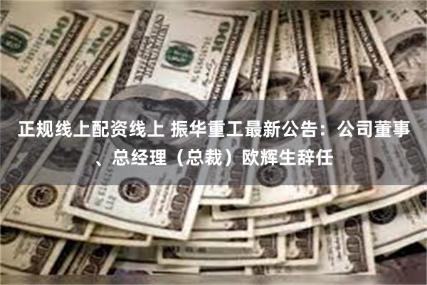 正规线上配资线上 振华重工最新公告：公司董事、总经理（总裁）欧辉生辞任